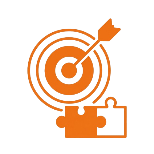 Eine Zielscheibe mit einem Pfeil und zwei Puzzleteile stellen den Perfect Match symbolisiert dar.